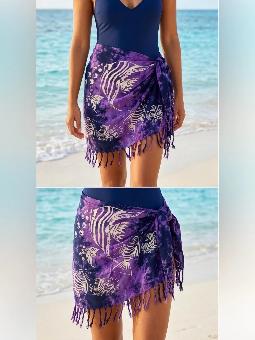 Sarong Purple Swimsuit Cover Up Side Tie Skirt OS